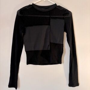Black Sheer Long-Sleeve Top